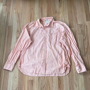 J Crew Shirt Mens XL Orange White Stripes Seersucker Button Up Cotton French